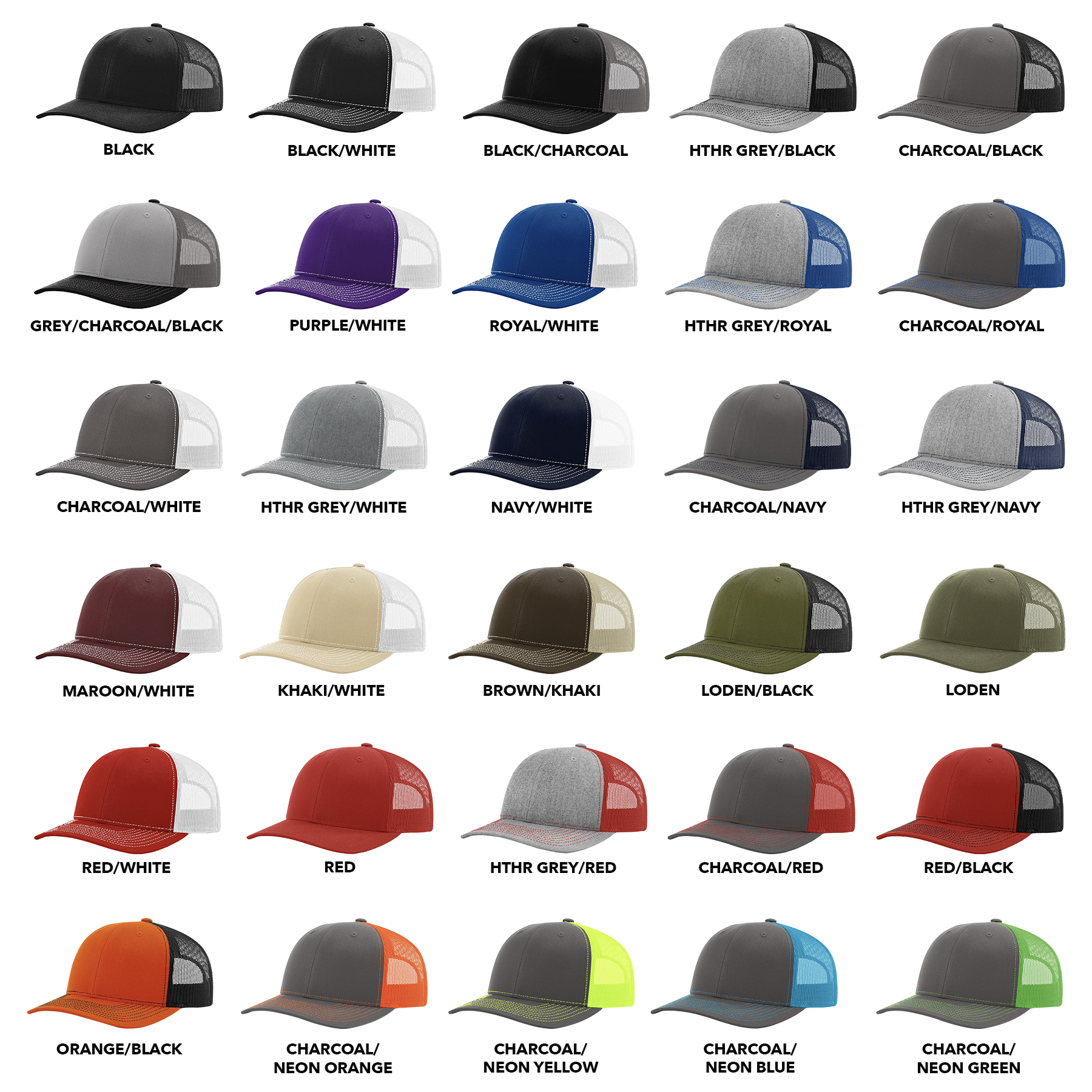 Richardson 112 Snapback Trucker Elite Ink Printing